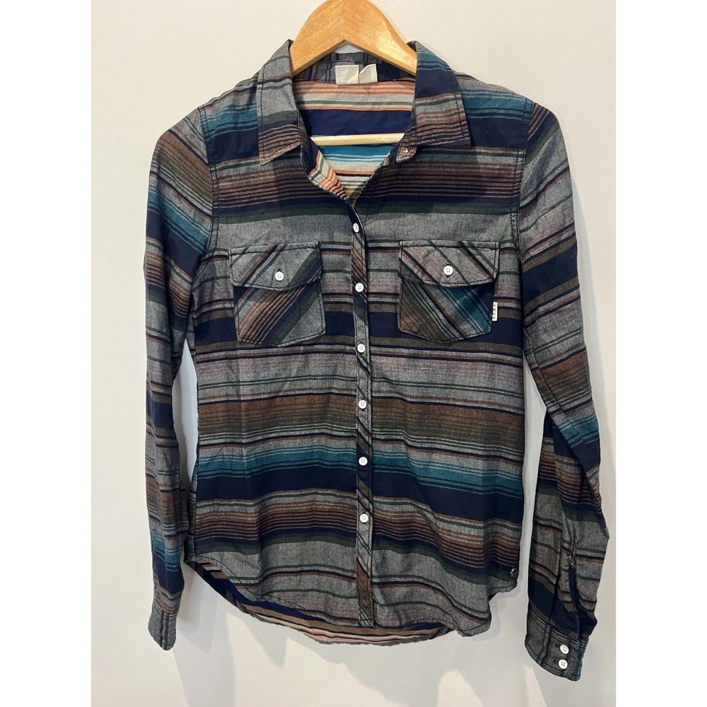 Roxy Women's Long Sleeve Plaid Shirt Snap Up Concert Summer Nights Surf Co Small